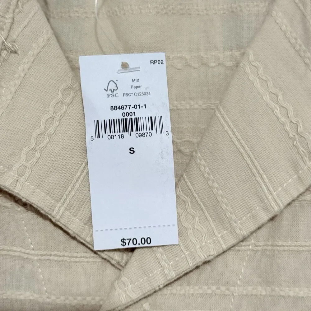 Banana Republic Men’s Short Sleeve Button Down Shirt In Beige Sz S NWT